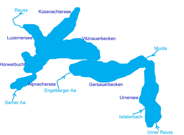 Karte des Vierwaldstättersees